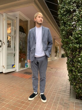 「Stepney Workers Club（ステファニーワーカーズクラブ）のアイテム」を使った、Renさん（メンズ・182cm）の春コーディネート