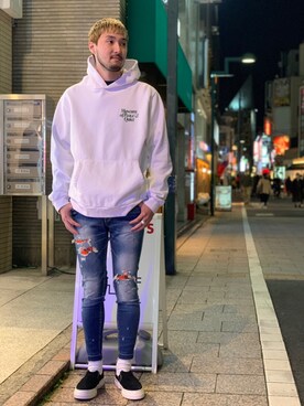 「Stepney Workers Club（ステファニーワーカーズクラブ）のアイテム」を使った、Renさん（メンズ・182cm）の春コーディネート