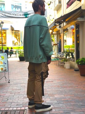「Stepney Workers Club（ステファニーワーカーズクラブ）のアイテム」を使った、Renさん（メンズ・182cm）の春コーディネート