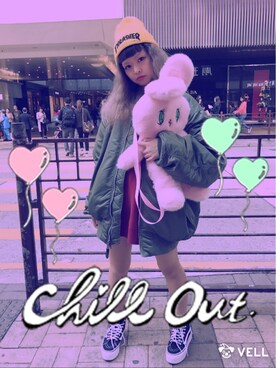 「Alpha Industries（アルファインダストリーズ）のアイテム（ナイロンジャケット）」を使った、VIRGINIAMANSHOKさん（レディース・158cm）の冬コーディネート