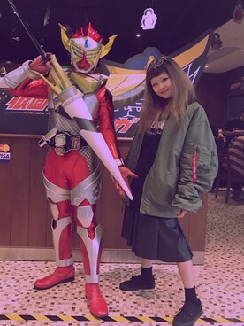 「Alpha Industries（アルファインダストリーズ）のアイテム（ナイロンジャケット）」を使った、VIRGINIAMANSHOKさん（レディース・158cm）の冬コーディネート
