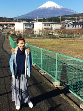 「OZOC（オゾック）のアイテム（デニムジャケット）」を使った、𝓜𝓮𝓲❣︎ さん（レディース・160cm）の冬コーディネート