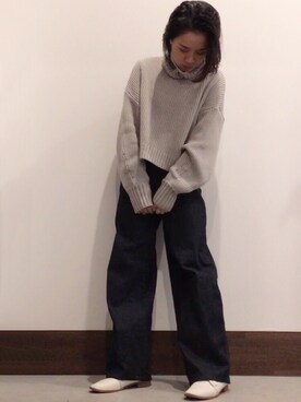 「ボリュームニット」｜「アイテム（その他シューズ）」を使った、𝓜𝓮𝓲❣︎ さん（レディース・158cm）の秋コーディネート