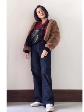 「ehka sopo（エヘカソポ）のアイテム（MA-1）」を使った、𝓜𝓮𝓲❣︎ さん（レディース・158cm）の冬コーディネート