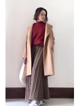 「ワッフル」｜「アイテム（チェスターコート）」を使った、𝓜𝓮𝓲❣︎ さん（レディース・158cm）の冬コーディネート