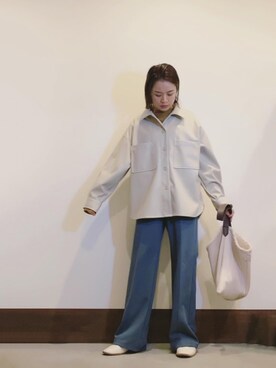 「ブルー x ホワイト」｜「アイテム（その他シューズ）」を使った、𝓜𝓮𝓲❣︎ さん（レディース・158cm）の秋コーディネート