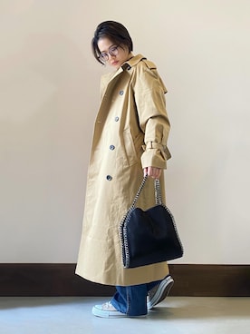 「MOUSSY（マウジー）のアイテム（トレンチコート）」を使った、𝓜𝓮𝓲❣︎ さん（レディース・158cm）の冬コーディネート