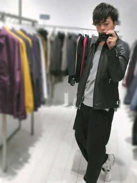 「MR.OLIVE（ミスターオリーブ）のアイテム（ライダースジャケット）」を使った、りょうさん（メンズ・166cm）の秋コーディネート