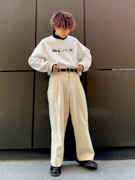 「kutir（クティール）のアウトドア刺繍裏起毛スウェット（スウェット）」を使った、やまとさん（メンズ・164cm）の春コーディネート