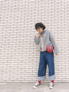 「Another Edition（アナザーエディション）のアイテム（ノーカラージャケット）」を使った、zby._.ismeさん（レディース・164cm）の冬コーディネート
