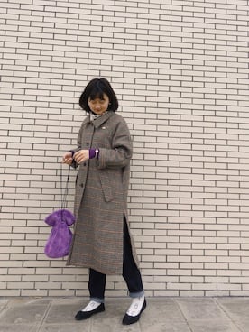 「SLOBE citron.（スローブシトロン）のアイテム（ステンカラーコート）」を使った、zby._.ismeさん（レディース・164cm）の冬コーディネート