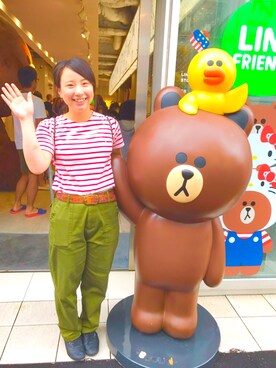 「原宿」｜「アイテム（チノパンツ）」を使った、らむさん（レディース・156cm）の秋コーディネート