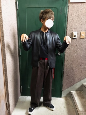 「wearhalloween2017」｜「アイテム（ライダースジャケット）」を使った、そうたさん（メンズ・167cm）の秋コーディネート