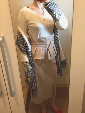 「SNIDEL（スナイデル）のアイテム（スカート、ベージュ系）」を使った、sakiさん（レディース）の春コーディネート