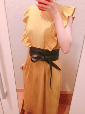 「zakzakのアイテム（ワンピース、イエロー系）」を使った、sakiさん（レディース）の夏コーディネート