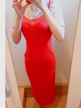 「FOREVER 21（フォーエバー トゥエンティーワン）のアイテム（ワンピース、レッド系）」を使った、sakiさん（レディース）の夏コーディネート