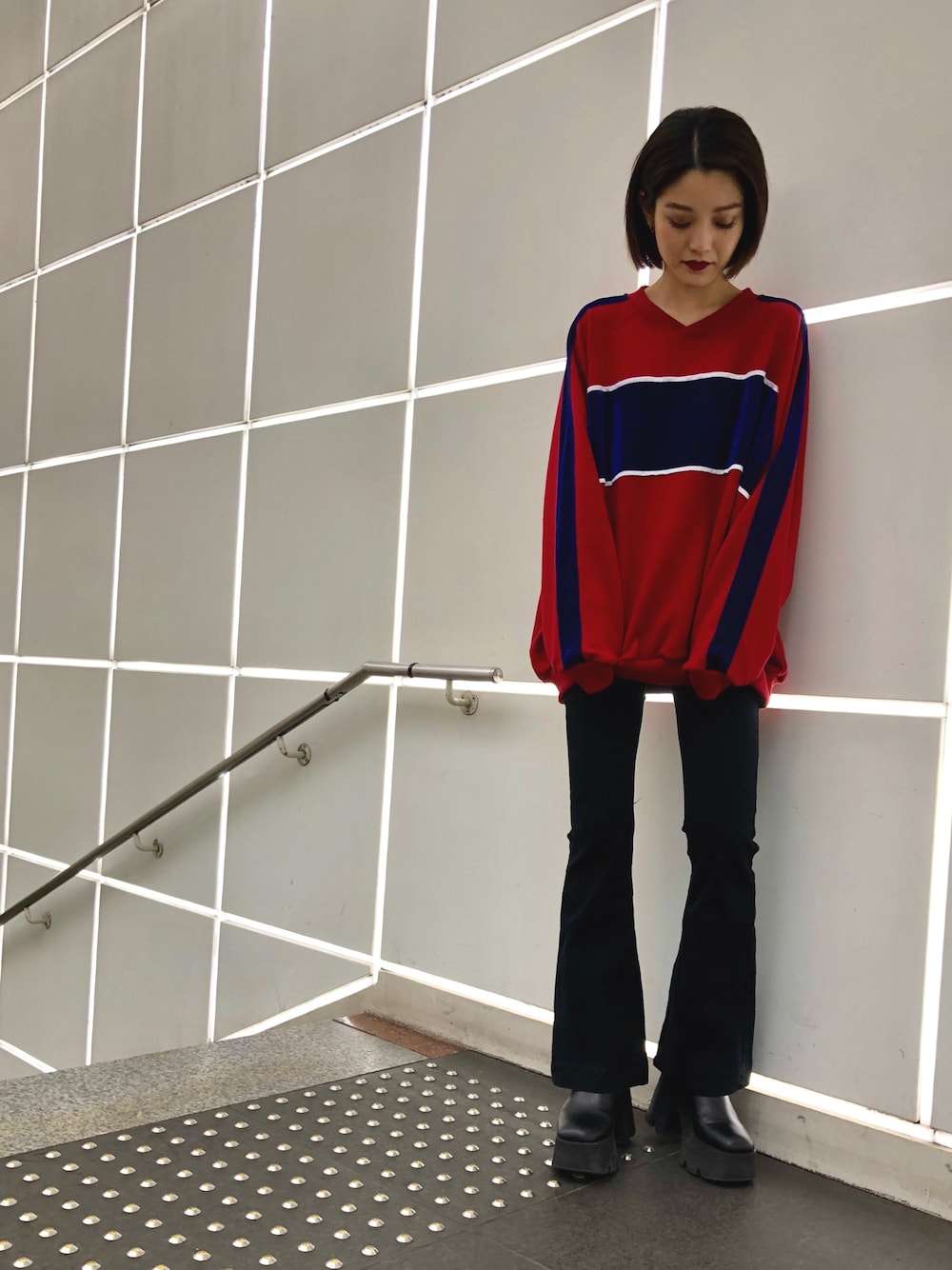 「オトナカジュアル、カジュアル、FIG&VIPER」｜「FIG&VIPERのストレッチフレアPT（その他パンツ、ブラック系）」を使った、Mai  Tokorotaniさん（レディース・162cm）の冬コーディネートの1枚目の写真