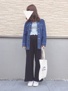 「リブニットパンツ」｜こんちゃんさん（レディース・160cm）の春コーディネート