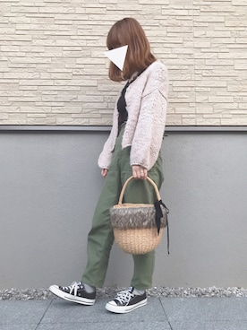 「ファーカゴバッグ」｜こんちゃんさん（レディース・160cm）の冬コーディネート