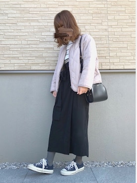 「ハーフムーンバック」｜「アイテム（ブルゾン）」を使った、こんちゃんさん（レディース・160cm）の冬コーディネート