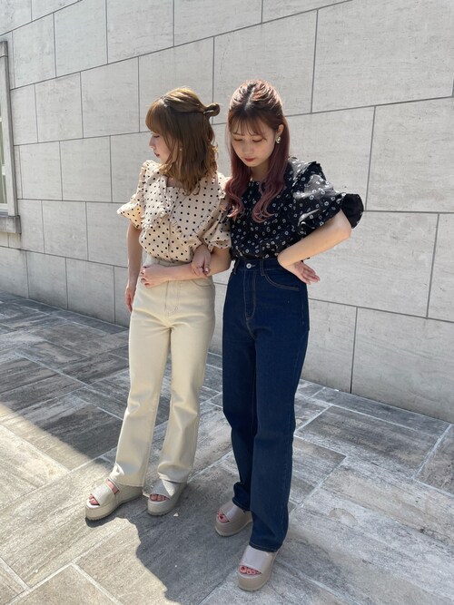 AKANE様 リメイクデニム☆サイドフリンジ(なし)バック＋ストラップ