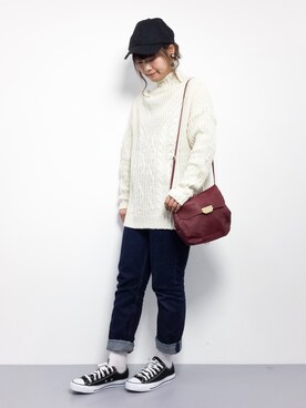 「Luz Llena (NEY)（ラズレナニー）のアイテム（トップス）」を使った、tomoyoさん（レディース・159cm）の冬コーディネート