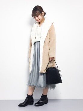 「RAY CASSIN（レイカズン）のアイテム（その他アウター）」を使った、tomoyoさん（レディース・159cm）の冬コーディネート