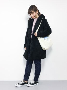 「Right-on（ライトオン）のアイテム（その他アウター）」を使った、tomoyoさん（レディース・159cm）の冬コーディネート