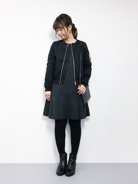 「Te chichi TERRASSE（テチチテラス）のアイテム（ブルゾン）」を使った、tomoyoさん（レディース・159cm）の冬コーディネート