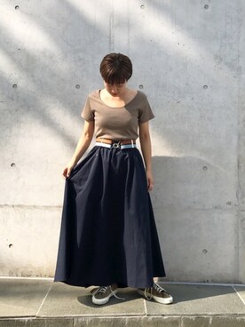 「Kastane（カスタネ）のチノボリュームスカート（スカート）」を使った、Yoshida Aoiさん（レディース・155cm）の夏コーディネート