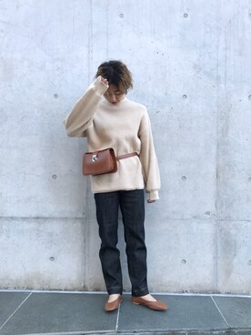 「Kastane（カスタネ）のフラットレザーパンプス（パンプス）」を使った、Yoshida Aoiさん（レディース・155cm）の冬コーディネート