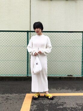 「Kastane（カスタネ）のサーマルジャンスカ（ワンピース）」を使った、Yoshida Aoiさん（レディース・155cm）の春コーディネート