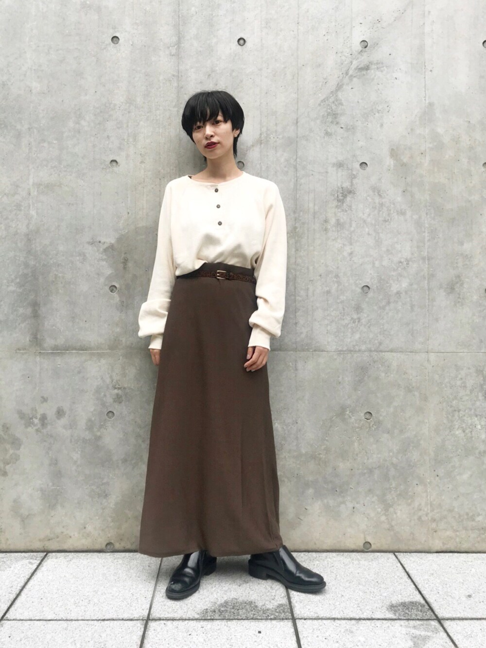 Yoshida Aoiさんの「ウール混ニットスカート（Kastane）」を使ったコーディネート