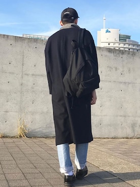 「JOHN LAWRENCE SULLIVAN（ジョンローレンスサリバン）のアイテム（チェスターコート）」を使った、naokiさん（メンズ・178cm）の春コーディネート