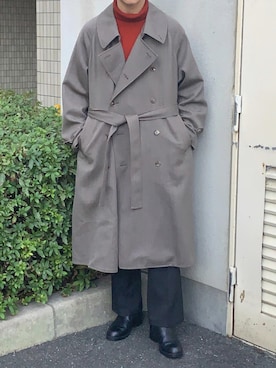 「Steven Alan（スティーブンアラン）のアイテム（トレンチコート）」を使った、Kaji さん（メンズ・174cm）の冬コーディネート