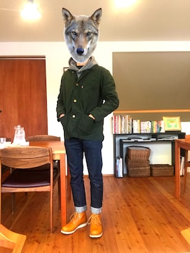 「アイテム（カバーオール）」を使った、yomosueさん（メンズ・175cm）の冬コーディネート