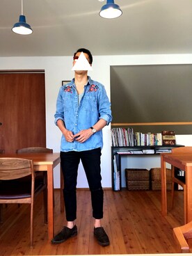 「アイテム（ドレスシューズ、グリーン系）」を使った、yomosueさん（メンズ・175cm）の春コーディネート