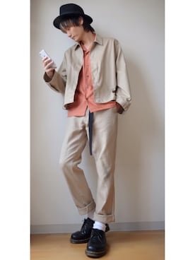 「STUDIOUS（ステュディオス）のアイテム（チノパンツ）」を使った、RYOさん（メンズ・178cm）の夏コーディネート