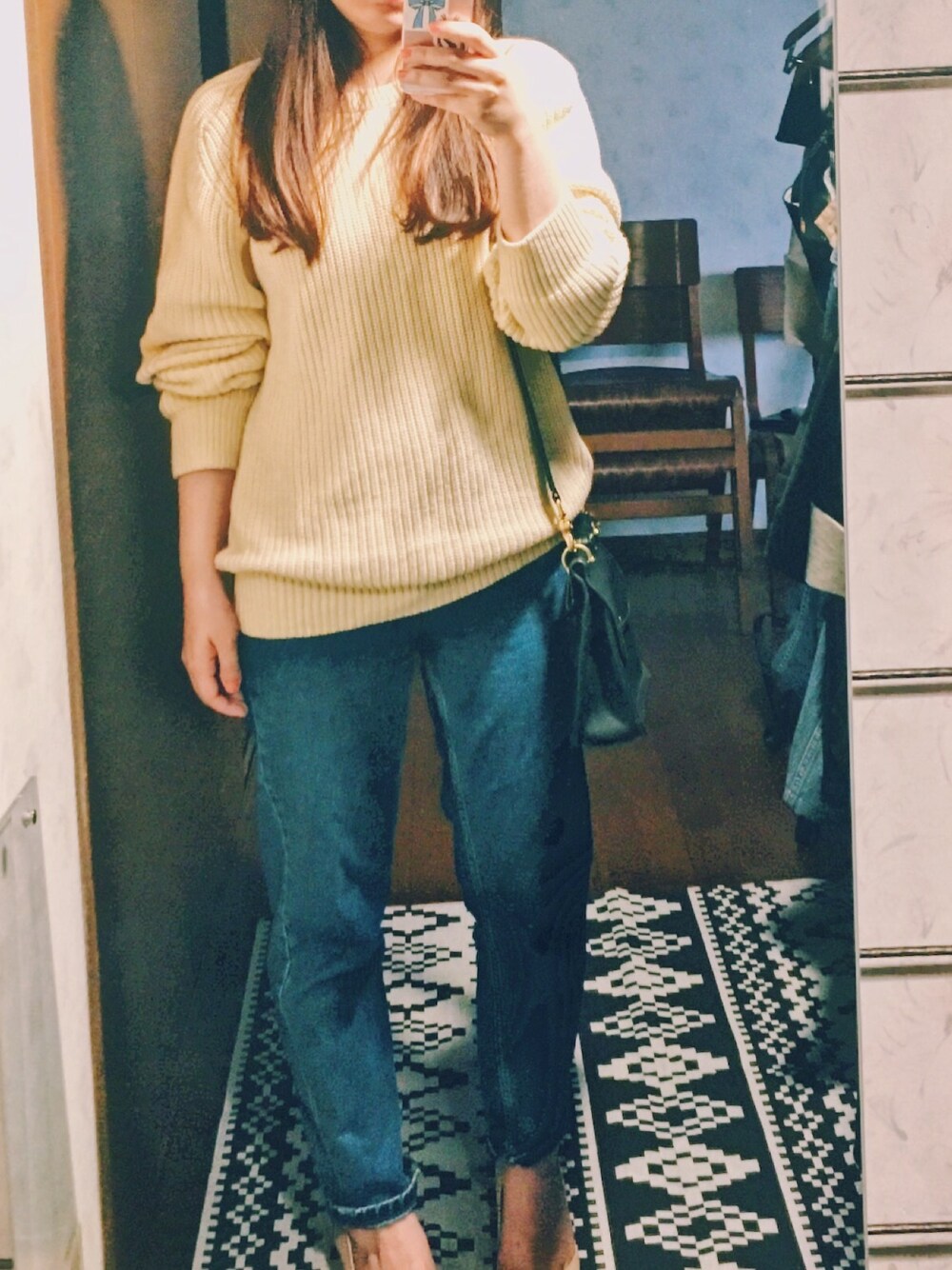 「used、シンプル、denim、デニム、旅行、カジュアル」｜「ZARAのアイテム（デニムパンツ、ブルー系）」を使った、fg_day_wearさん（レディース・159cm）の春コーディネートの1枚目の写真