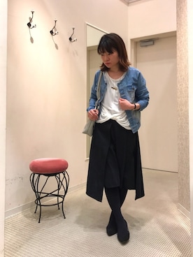 「ノーカラージャケット」｜「アイテム（アクセサリー）」を使った、KA◎さん（レディース・150cm）の春コーディネート