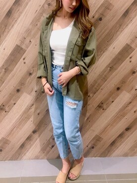 「GU（ジーユー）のアイテム（シューズ）」を使った、eriさん（レディース・163cm）の夏コーディネート
