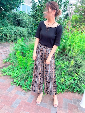 「Auntie Rosa Holiday（アンティローザホリデー）のアイテム（その他パンツ）」を使った、eriさん（レディース・163cm）の夏コーディネート