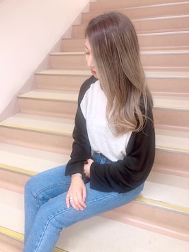 「Auntie Rosa Holiday（アンティローザホリデー）のアイテム（Tシャツ/カットソー）」を使った、eriさん（レディース・163cm）の秋コーディネート