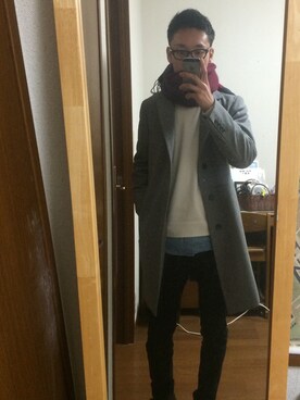 「大晦日」｜「アイテム（チェスターコート）」を使った、ちょこさん（メンズ・171cm）の冬コーディネート
