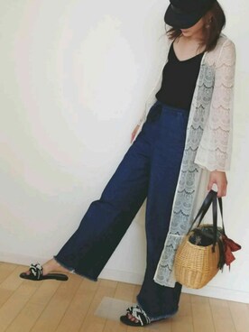 「rienda（リエンダ）のアイテム（キャップ）」を使った、sayakaaaさん（レディース・170cm）の夏コーディネート
