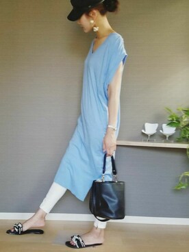 「rienda（リエンダ）のアイテム（キャップ）」を使った、sayakaaaさん（レディース・170cm）の夏コーディネート