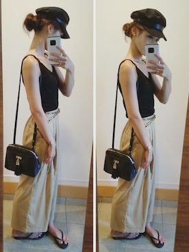 「rienda（リエンダ）のアイテム（キャップ）」を使った、sayakaaaさん（レディース・170cm）の夏コーディネート