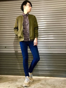 「フラワープリント」｜「アイテム（ブルゾン）」を使った、Ysさん（メンズ・177cm）の春コーディネート