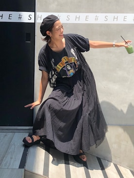 「FREAK'S STORE（フリークスストア）のアイテム（ハンチング/ベレー帽）」を使った、ひかる すぎもとさん（レディース・168cm）の夏コーディネート