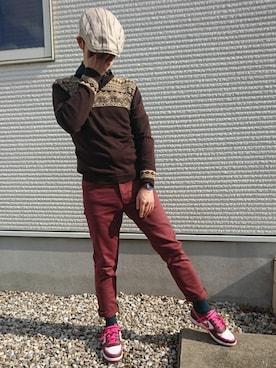 「BOYCOTT（ボイコット）のアイテム（トップス）」を使った、真ん中まぐろさん（メンズ・163cm）の秋コーディネート